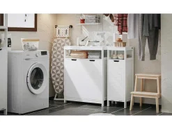 Sobuy Badkamermeubel Toiletkast Ladekast Kastopbergmeubel Met 2 Deuren, Verstelbare Planken, 70X35X90 Cm, Bzr121-W