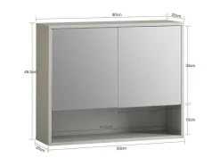Sobuy Badkamerwandkast Met Spiegel, Wandgemonteerd Wastafelmeubel, Opbergkast Met 2 Deuren, Open Vak En Verstelbare Planken, 60 X 20 X 49,5 Cm, Grijs, Bzr134-Ng