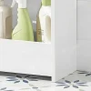 Sobuy Bzr48-W Toiletrolhouder, Badkamer Toiletkast, Badkamermeubels, Houten Vloer Staande Badkamerkast