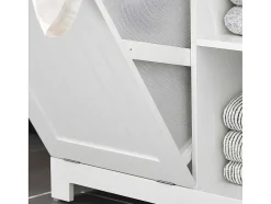 Sobuy Bzr105-W Waszak Waskast Met 3 Planken En 1 Uitneembare Wasmand