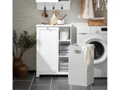 Sobuy Bzr105-W Waszak Waskast Met 3 Planken En 1 Uitneembare Wasmand