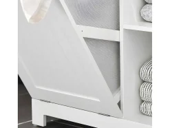 Sobuy Bzr105-W Waszak Waskast Met 3 Planken En 1 Uitneembare Wasmand