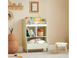 Sobuy Kinderspeelgoedopbergplank, Boekenplank, Opbergeenheid Voor Kinderkamer, Boekenkast Met 2 Planken En 3 Open Vakken, 60 X 36 X 89 Cm, Kmb90-Gr