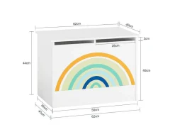 Sobuy Kmb70-W Speelgoedkist Voor Kinderen, Speelgoed Opbergdoos, Opbergkist Met Scharnierend Deksel, Regenboogdesign, Kinderboekenplank