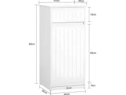 Sobuy Linnenkast, Wasmand, Badkameronderkast, Toiletkast, Opbergmeubel Met 1 Lade En 1 Uitneembare Wasmand, Wit, 40X39X86Cm, Bzr110-W