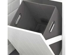 Sobuy Linnenkast, Wasmand, Badkameronderkast, Toiletkast, Opbergmeubel Met 1 Lade En 1 Uitneembare Wasmand, Wit, 40X39X86Cm, Bzr110-W