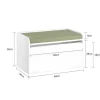 Sobuy Speelgoedkist Voor Kinderen, 2-In-1 Opbergdoos Met 1 Lade Op Wielen En Gevoerde Zitkussen, Wit, 60X34X35 Cm, Kmb80-W