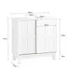 Sobuy Wastafelmeubel Badkamermeubel Wastafelopbergkast Met 2 Schuifdeuren Wit Lph 60 X 30 X 61 Cm Bzr142-W