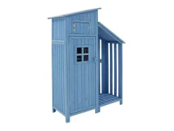 Sparrenhouten Tuinhuis - Gereedschapsschuur Met 2 Geintegreerde Planken - H 173 Cm - Waterdicht Pvc Dak - Groen
