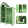 Sparrenhouten Tuinhuis - Gereedschapsschuur Met 2 Geintegreerde Planken - H 173 Cm - Waterdicht Pvc Dak - Groen
