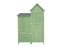Sparrenhouten Tuinhuis - Gereedschapsschuur Met 2 Geintegreerde Planken - H 173 Cm - Waterdicht Pvc Dak - Groen