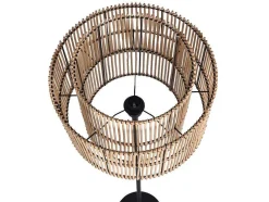 Staande Lamp Etnische Stijl Van Bamboe En Zwart Metaal - D 40 Cm X H 157,5 Cm - Parana