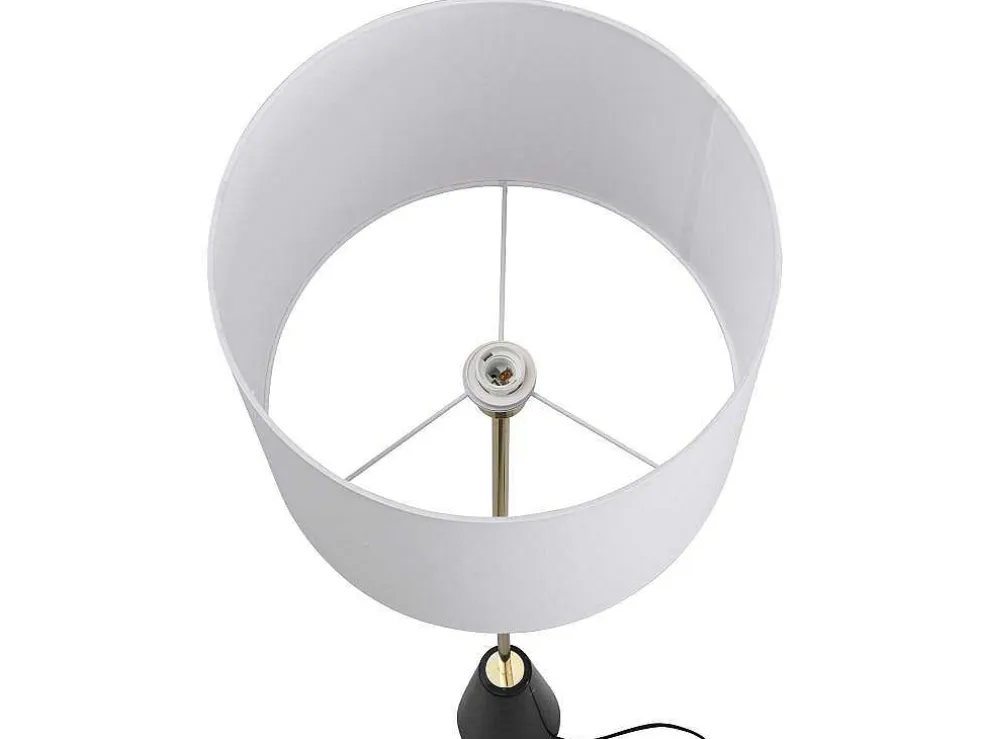 Staande Lamp In Vintage-Stijl - Marmeren Voet En Witte Stoffen Kap - D40 X H160 Cm - Merple