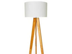Staande Lamp Lorens - Hout En Linnen - 45 X 45 X 153 Cm - Wit