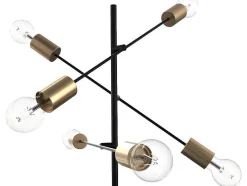 Staande Lamp Met Industriele Stijl En Meerdere Lampjes Klepton - Metaal - 49,5 X 28,5 X 146,5 Cm - Zwart En Goudkleurig