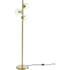 Staande Lamp Van Geborsteld Messing En 3 Vintage Glazen Bollen - H148 Cm - Yukon