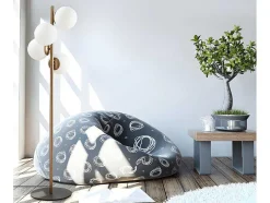 Staande Lamp Van Metaal En Glas 4 Bollen Faze - H130 Cm - Goud En Wit