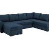 Stan Slaapbank, Hoek Rechts Met Chaise Longue Links, In Blauw.