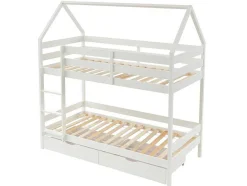 Stapelbed 2 X 90 X 190 Cm - 2 Laden - Grenen - Wit - Chori