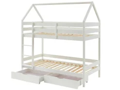 Stapelbed 2 X 90 X 190 Cm - 2 Laden - Grenen - Wit - Chori