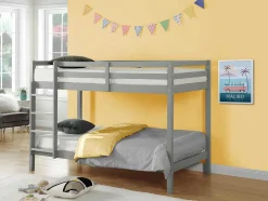 Stapelbed Anicet Ii - 2 X 90X 190 Cm - Massief Grenen - Grijs