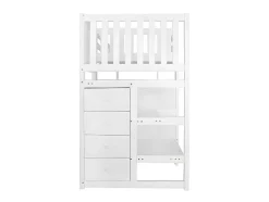 Stapelbed Met Onderschuifbed - Massief Grenenhout - 3X90X200 Cm - Opbergtrap Met 4 Lades - Veiligheidsbarrieres - Wit