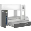 Stapelbed Met Opbergruimtes 3 X 90 X 190 Cm - Antraciet En Wit - Met Matras - Anthony
