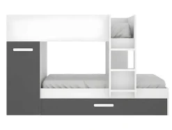 Stapelbed Met Slaaplade En Opbergruimtes 3 X 90 X 190 Cm - Antraciet En Naturel - Anthony