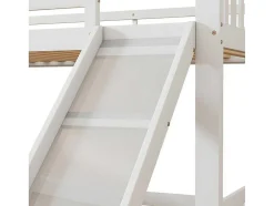 Stapelbed Voor Kinderen 140X200Cm - Met Opbergtrap En Glijbaan - Wit