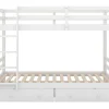 Stapelbedden 140 X 200 Cm Met 2 Grote Lades - Leuning En Trap - Mdf Hout - Grijs