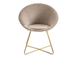 Stoel Van Bouclestof En Goudkleurig Metaal - Beige - Burban