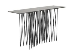Stone Sidetable 37X130 Cm Glas Zwart Marmor Decor.