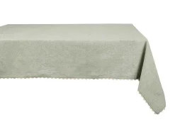 Tafelkleed + 4 Katoenen Servetten - Beige Rand - Groen - 140 X 240 Cm - Loania