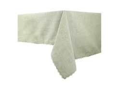 Tafelkleed + 4 Katoenen Servetten - Beige Rand - Groen - 140 X 240 Cm - Loania