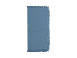Tafelkleed + 4 Servetten Met Franjes - Katoen - Blauw - 140 X 240 Cm - Pola