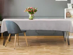 Tafellaken Van Katoen En Linnen Met Zwarte Rand - 170 X 250 Cm - Taupegrijs - Borina