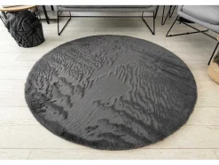 Tapijt Bunny Rond Anthracytkleuring Imitatie Konijnenvacht Cercle 140 Cm
