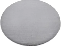 Tapijt Bunny Rond Zilver Imitatie Konijnenvacht Cercle 100 Cm