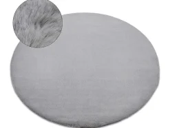 Tapijt Bunny Rond Zilver Imitatie Konijnenvacht Cercle 100 Cm