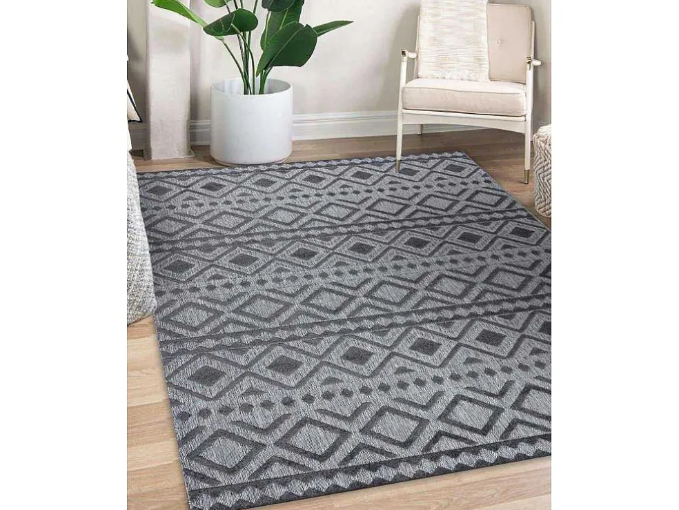 Tapijt Structureel Sole D3852 Boho, Diamanten Plat Geweven, Twee Poolh 200X290 Cm