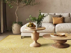 Tapijt Van Vinyl Met Bloemmotieven - 120 X 180 Cm - Geel En Wit - Capucina