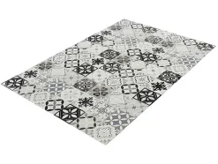 Tapijt Van Vinyl Met Vloertegelmotief Mosai - 120 X 180 Cm - Zwart En Wit
