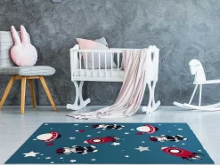 Tapijt Voor Kinderen Met Astronautenmotieven - Glanzende Lurex-Afwerking - 120 X 170 Cm - Meerdere Kleuren - Astrono
