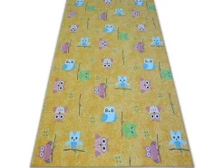 Tapijt Voor Kinderen Owls Geel Uilen 200X400 Cm