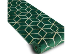 Tapijtloper Emerald Exclusief 1014 Glamour, Stijlvol Kubus Fles Groen 80X550 Cm
