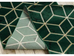 Tapijtloper Emerald Exclusief 1014 Glamour, Stijlvol Kubus Fles Groen 80X380 Cm