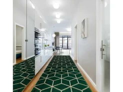 Tapijtloper Emerald Exclusief 1014 Glamour, Stijlvol Kubus Fles Groen 80X280 Cm