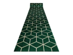 Tapijtloper Emerald Exclusief 1014 Glamour, Stijlvol Kubus Fles Groen 80X280 Cm