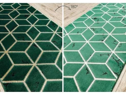 Tapijtloper Emerald Exclusief 1014 Glamour, Stijlvol Kubus Fles Groen 80X280 Cm