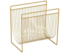 Tijdschrifthouder Met Draadstructuur - L36 X D23 X H33 Cm - Goudkleurig - Poliara